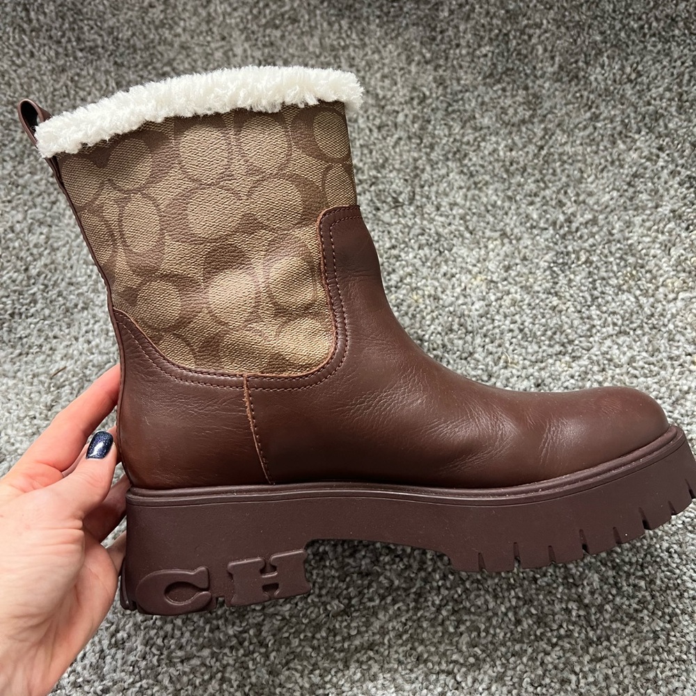 Coach Brown and Cream Winter Boots - Picture 2 of 5